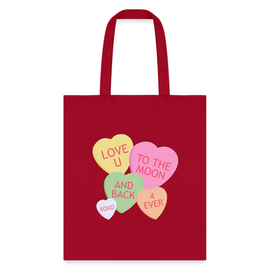 Love to The Moon and Back Tote Bag - red