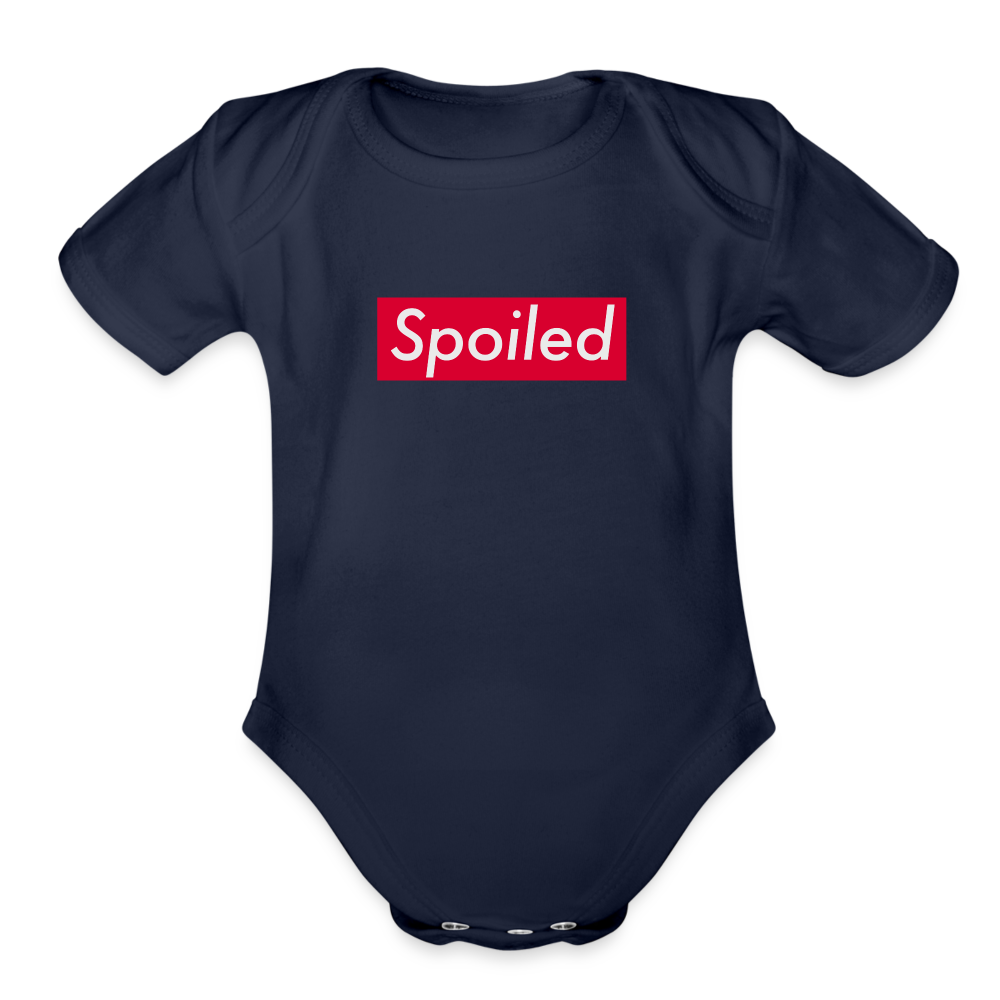 Spoiled Organic Short Sleeve Baby Bodysuit - dark navy