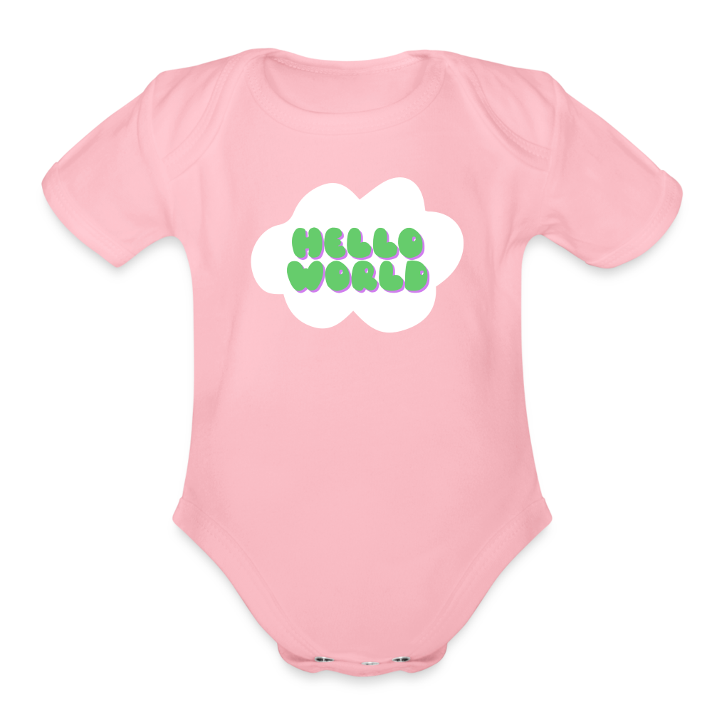 Hello World Organic Short Sleeve Baby Bodysuit - light pink