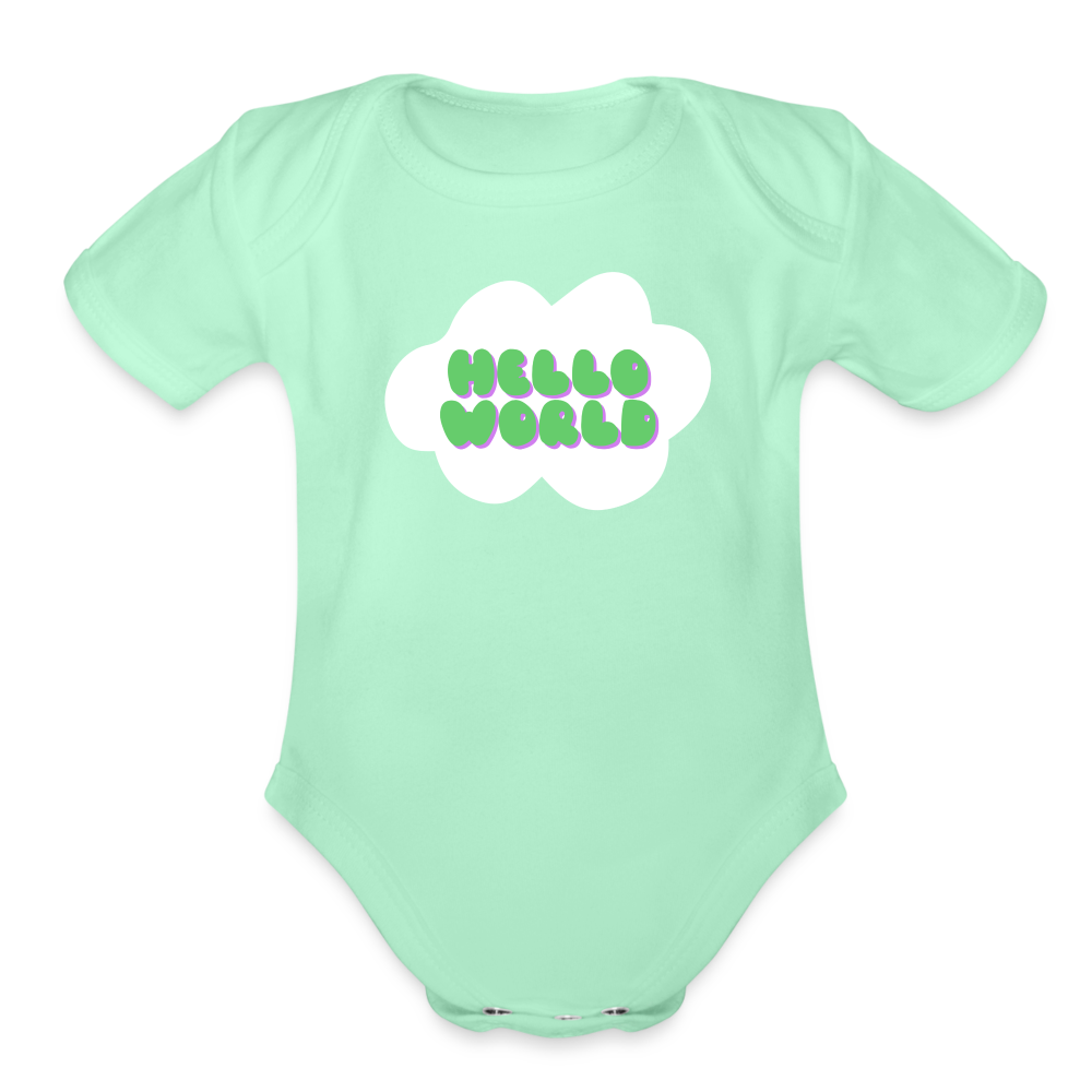 Hello World Organic Short Sleeve Baby Bodysuit - light mint