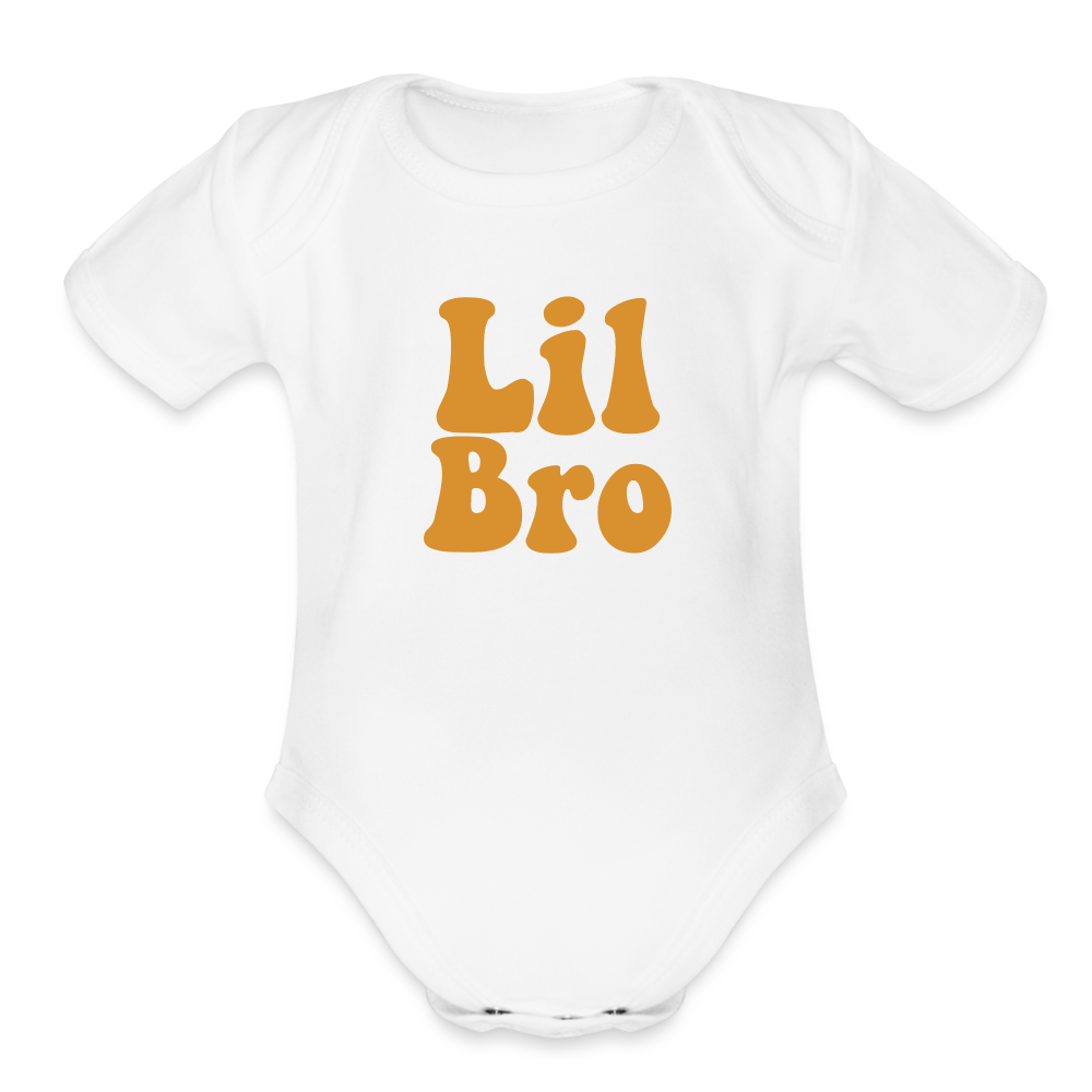 Lil Bro Organic Short Sleeve Baby Bodysuit - white