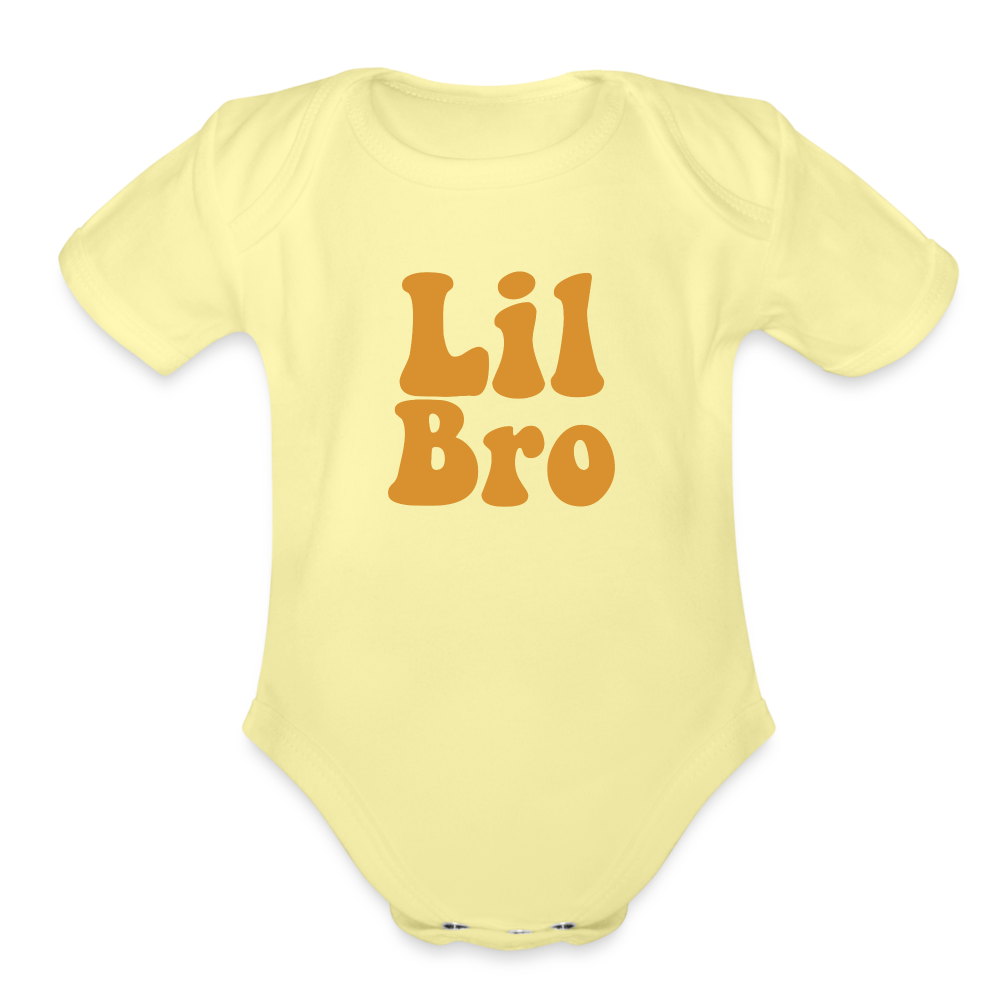 Lil Bro Organic Short Sleeve Baby Bodysuit - washed yellow