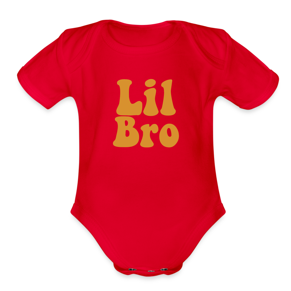 Lil Bro Organic Short Sleeve Baby Bodysuit - red