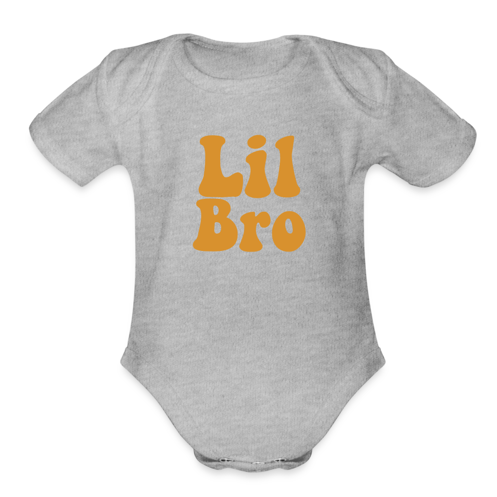 Lil Bro Organic Short Sleeve Baby Bodysuit - heather grey