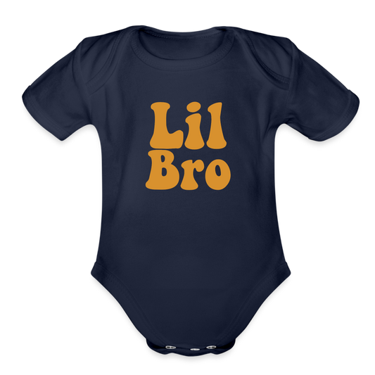 Lil Bro Organic Short Sleeve Baby Bodysuit - dark navy