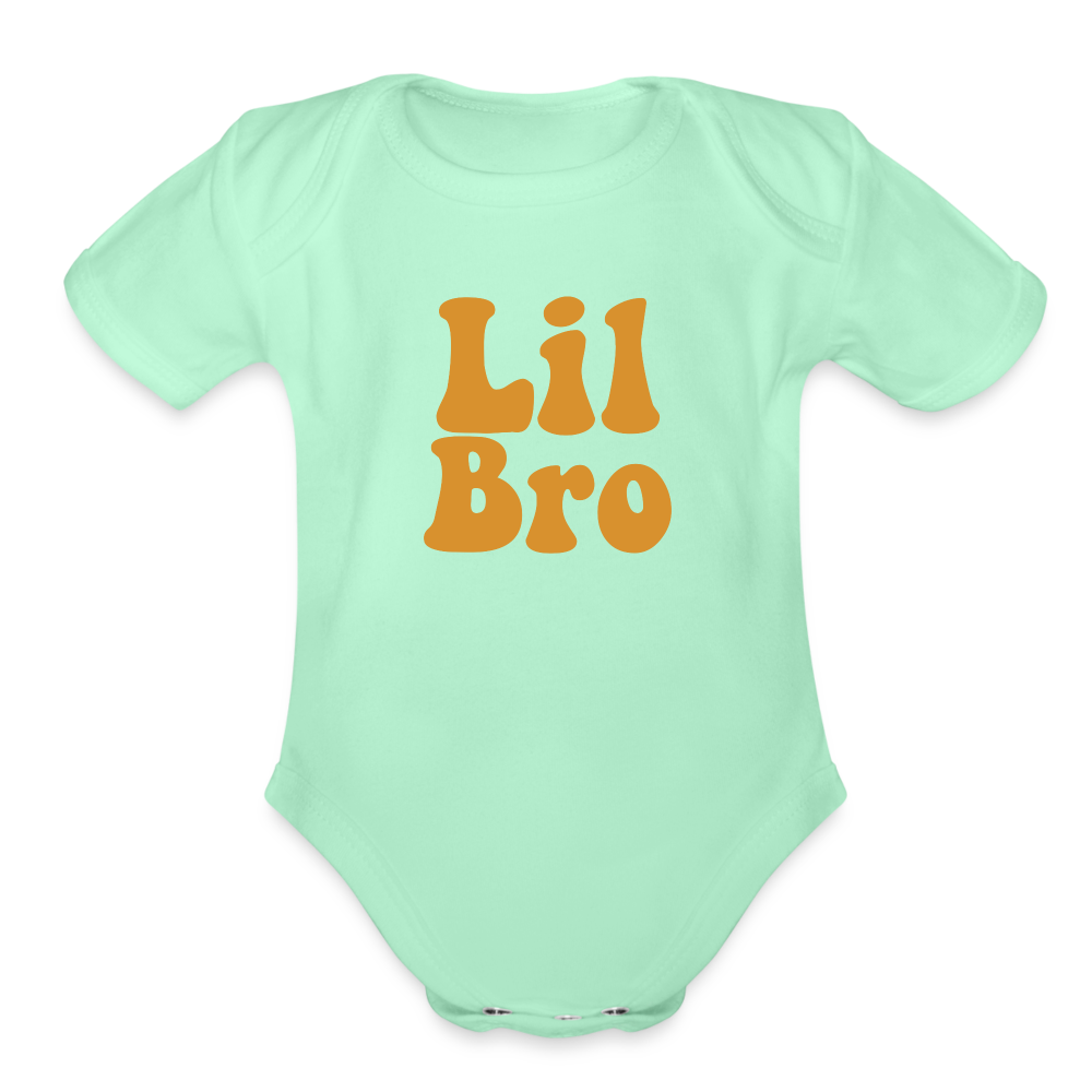 Lil Bro Organic Short Sleeve Baby Bodysuit - light mint