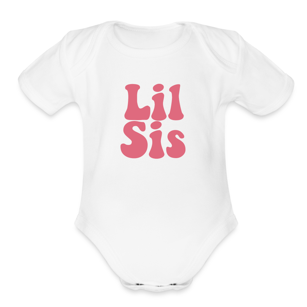 Lil Sis Organic Short Sleeve Baby Bodysuit - white