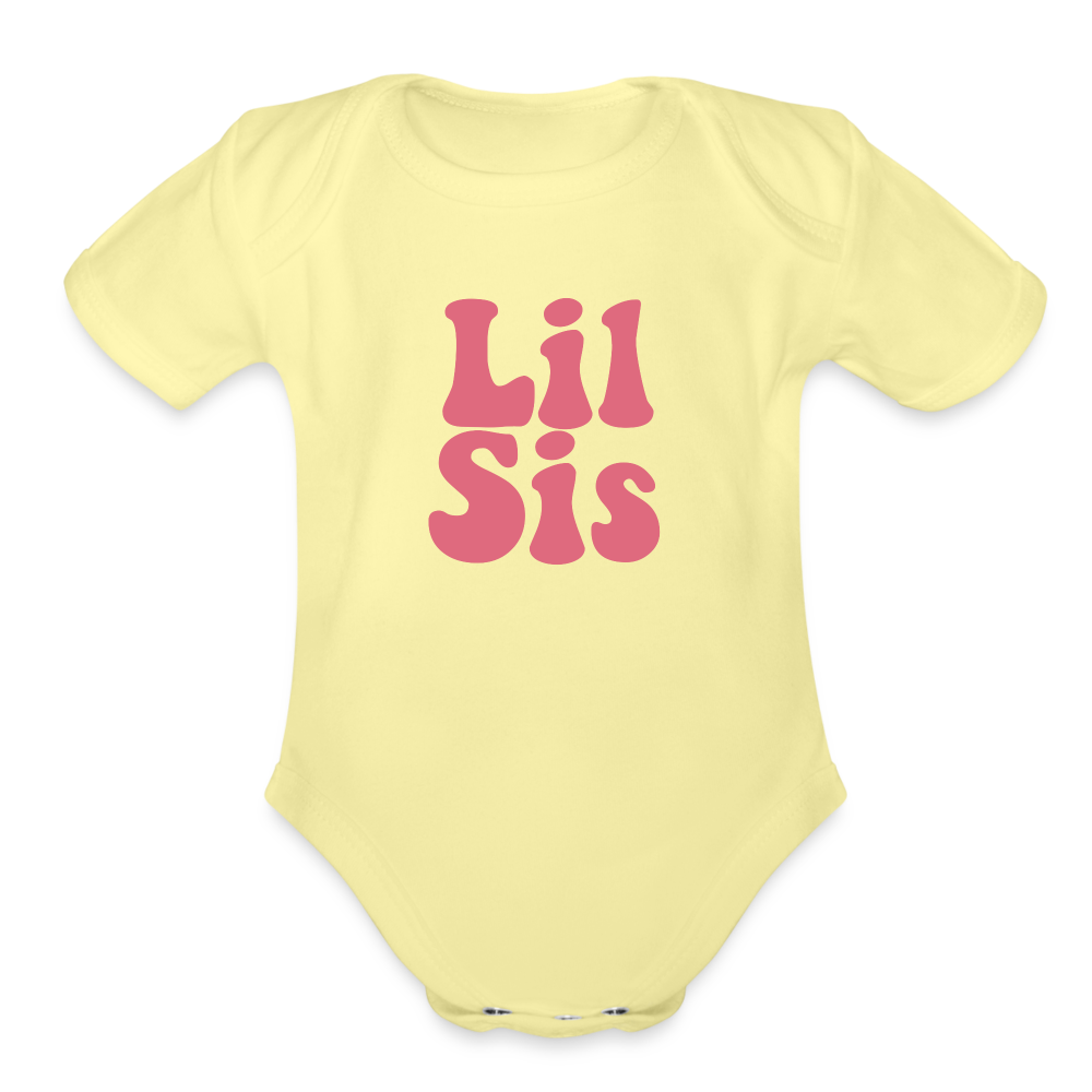 Lil Sis Organic Short Sleeve Baby Bodysuit - washed yellow