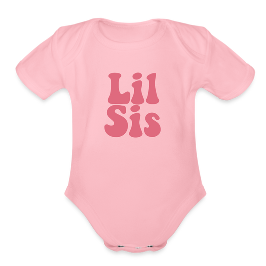Lil Sis Organic Short Sleeve Baby Bodysuit - light pink