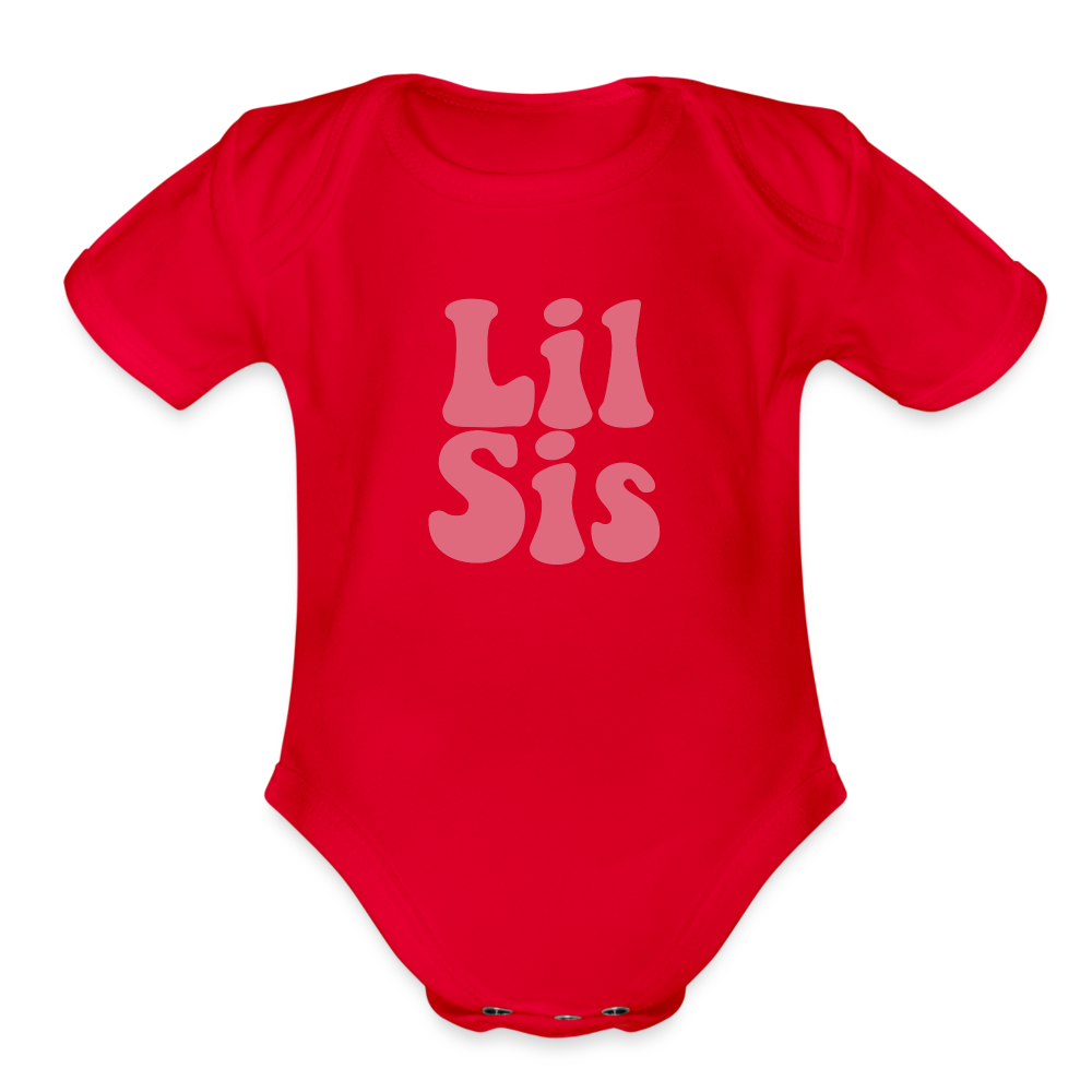 Lil Sis Organic Short Sleeve Baby Bodysuit - red