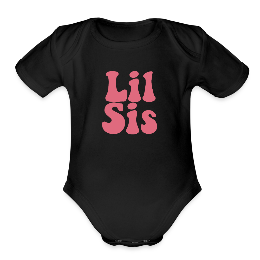 Lil Sis Organic Short Sleeve Baby Bodysuit - black