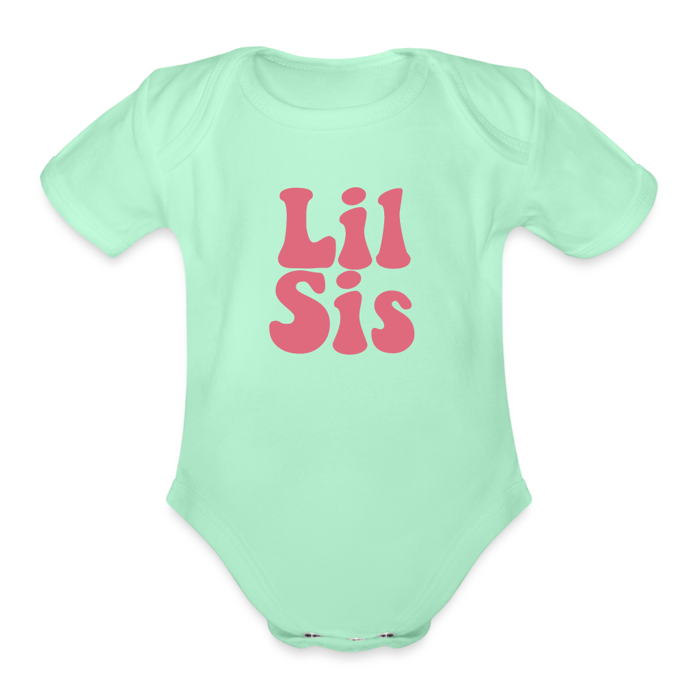 Lil Sis Organic Short Sleeve Baby Bodysuit - light mint