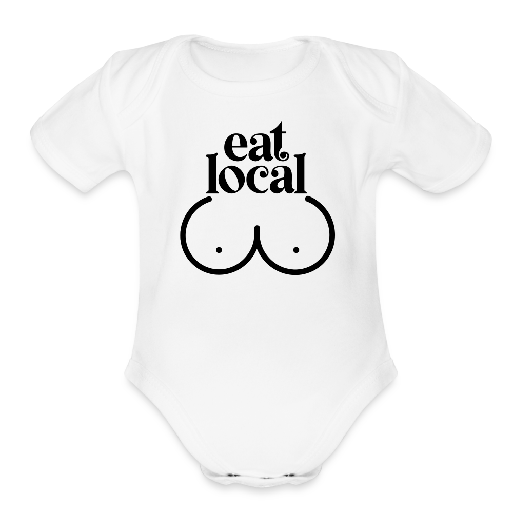 Eat Local Organic Short Sleeve Baby Bodysuit - white