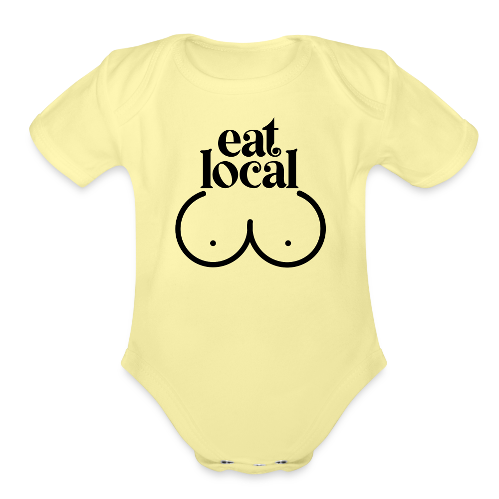 Eat Local Organic Short Sleeve Baby Bodysuit - washed yellow