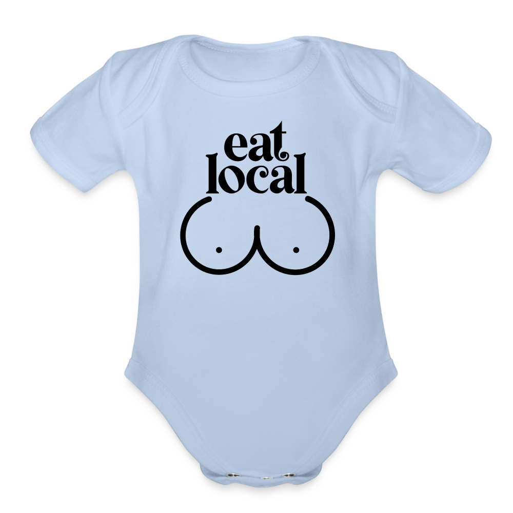 Eat Local Organic Short Sleeve Baby Bodysuit - sky