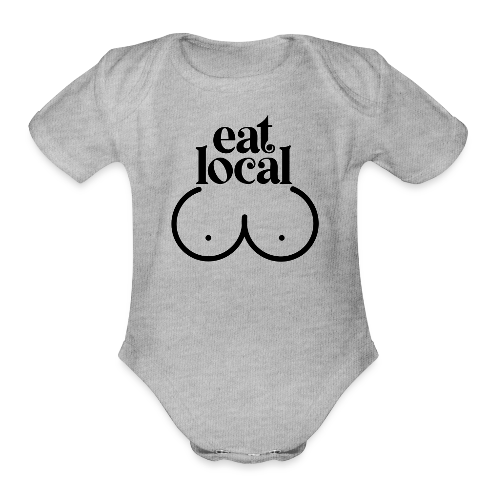 Eat Local Organic Short Sleeve Baby Bodysuit - heather grey