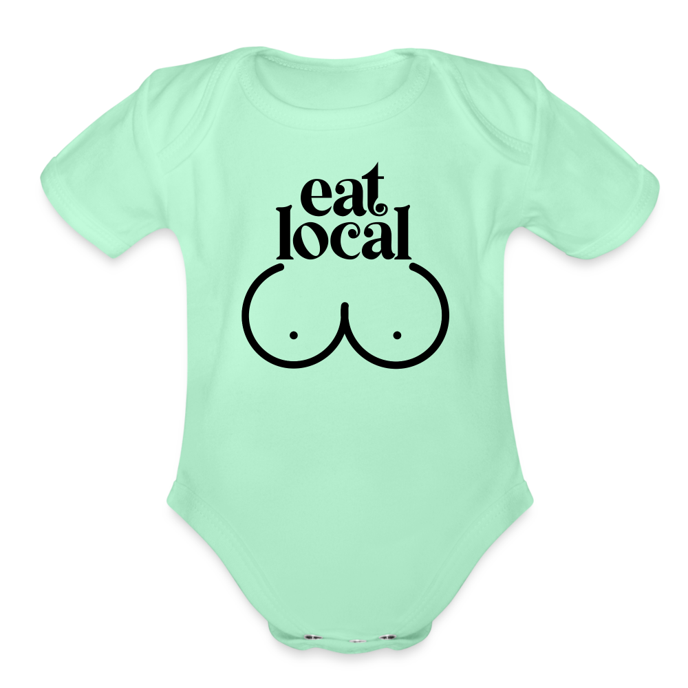 Eat Local Organic Short Sleeve Baby Bodysuit - light mint