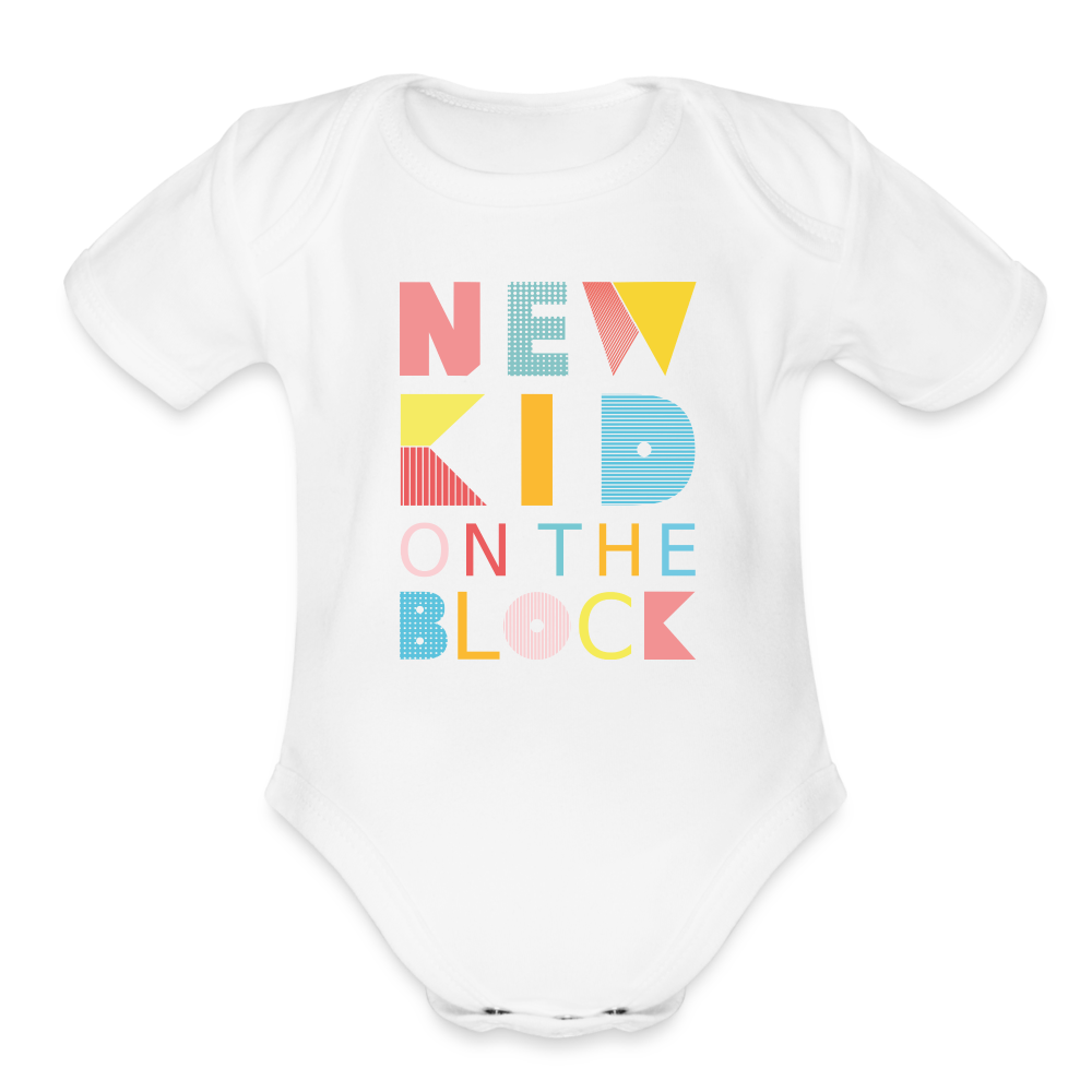 New Kid Organic Short Sleeve Baby Bodysuit - white