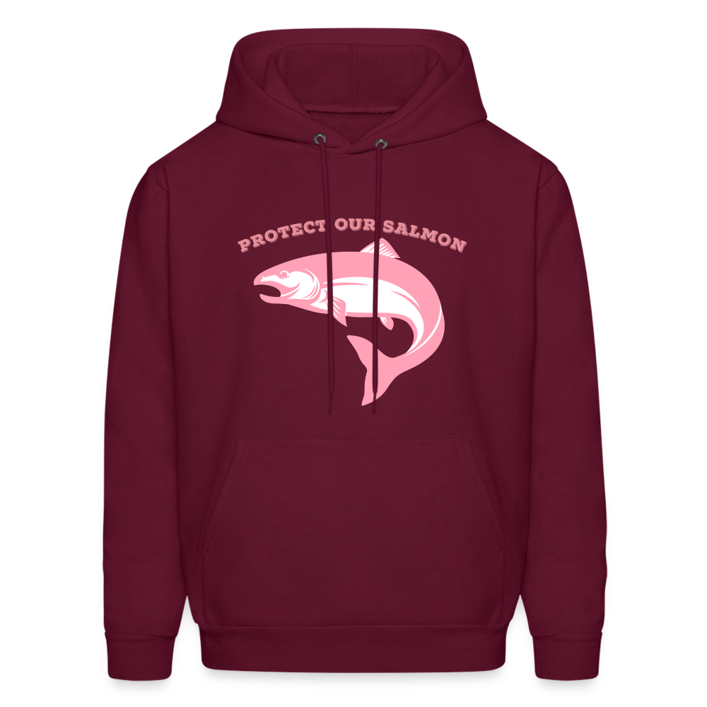 Protect Our Salmon Men's Hoodie - burgundy