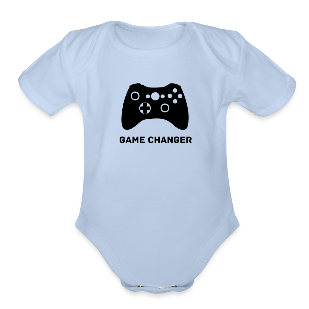 Game Changer Organic Short Sleeve Baby Bodysuit - sky