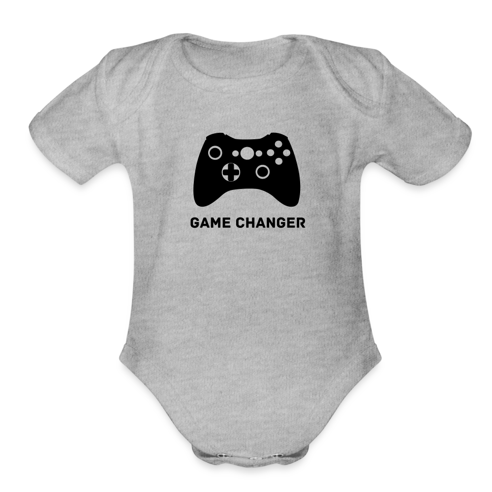 Game Changer Organic Short Sleeve Baby Bodysuit - heather grey
