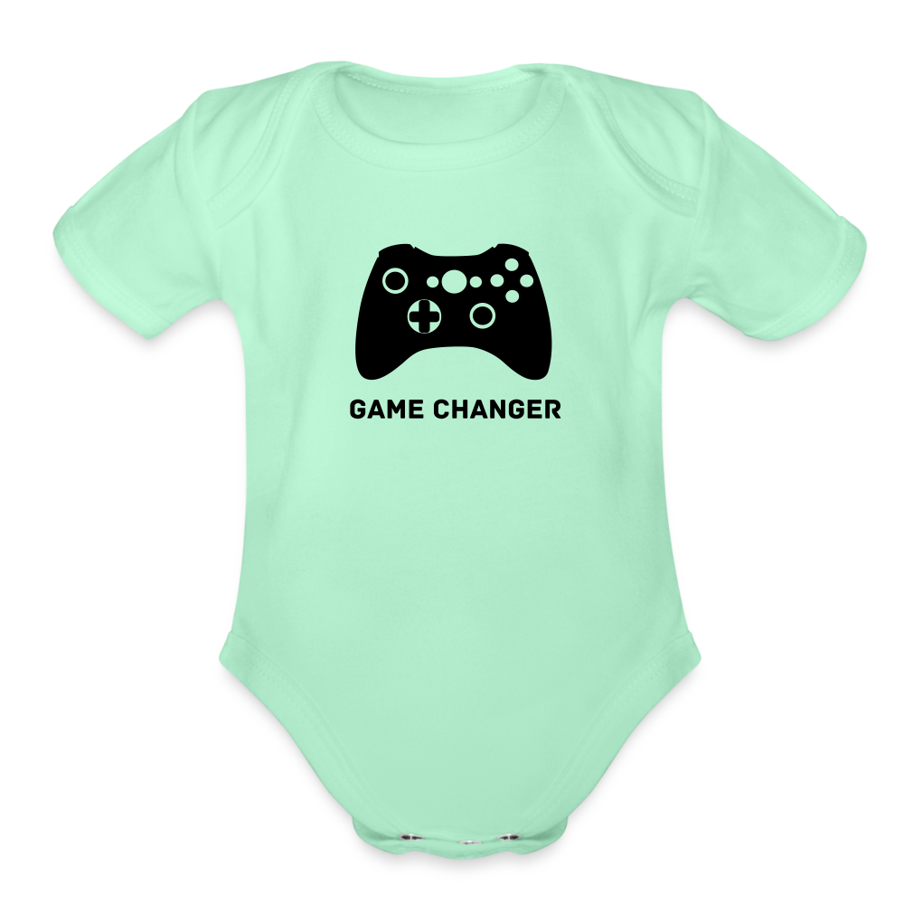 Game Changer Organic Short Sleeve Baby Bodysuit - light mint