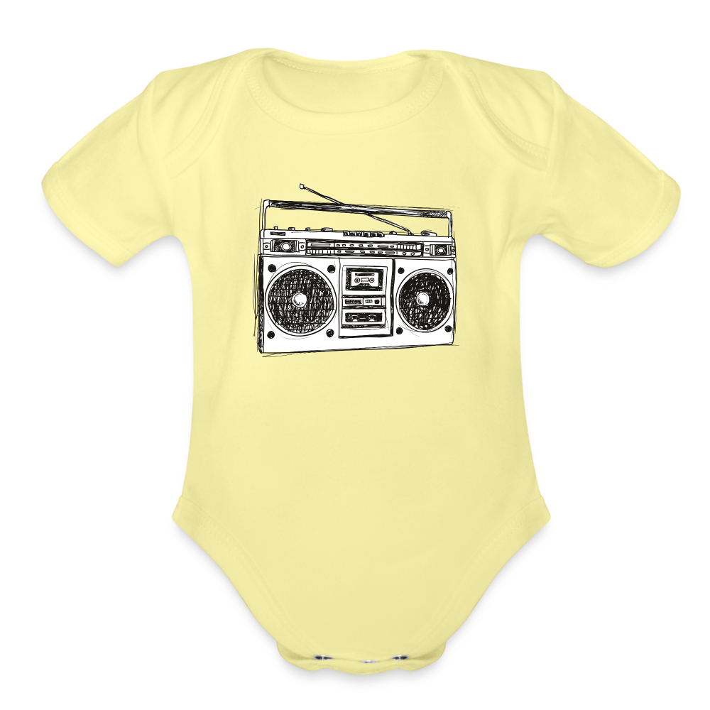 Vintage Boombox Organic Short Sleeve Baby Bodysuit - washed yellow