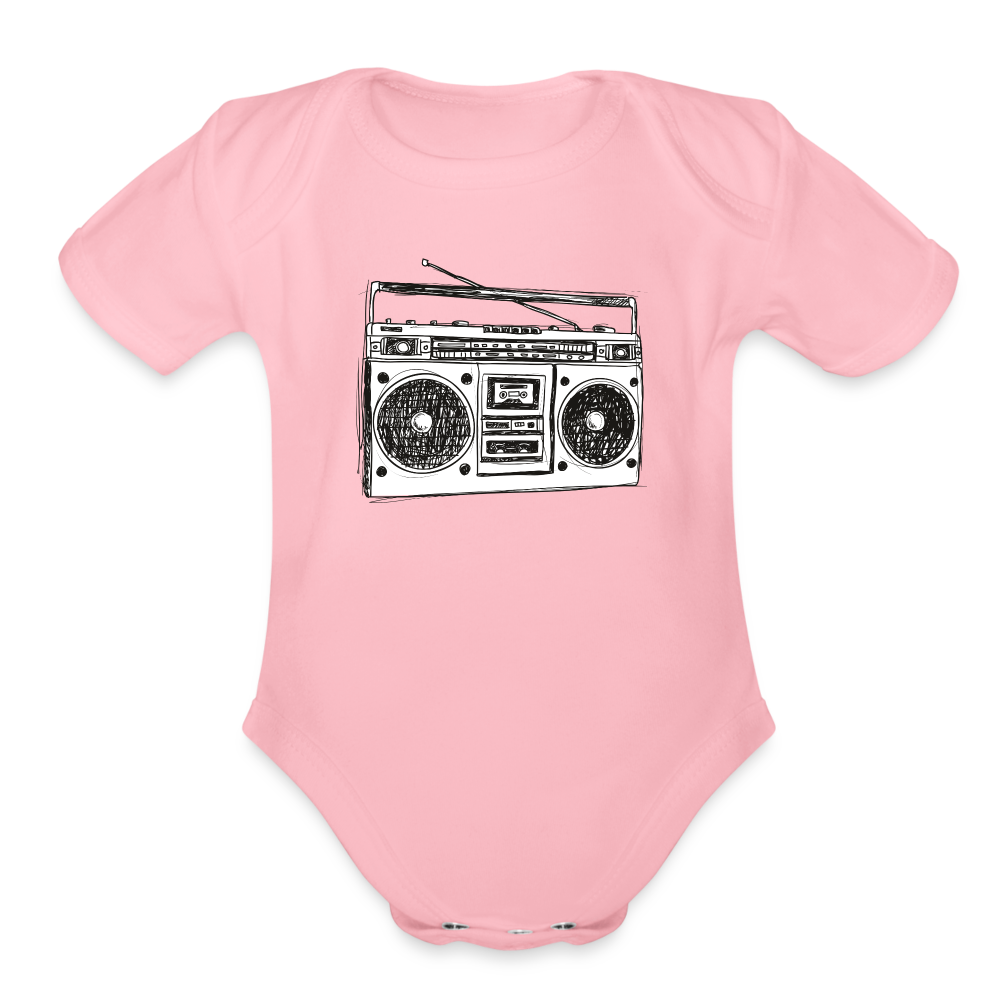 Vintage Boombox Organic Short Sleeve Baby Bodysuit - light pink