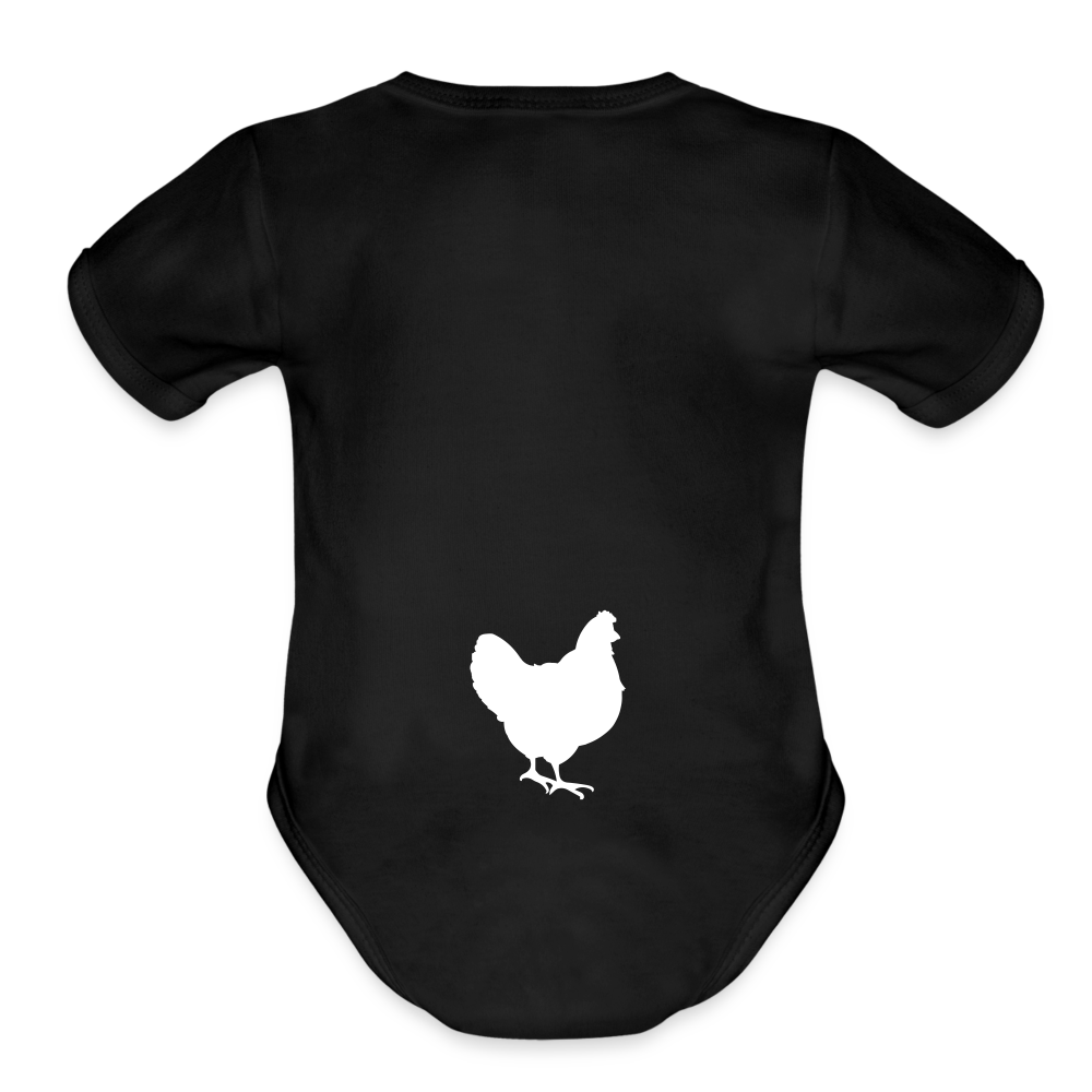 Guess What Chicken Butt Organic Short Sleeve Baby Bodysuit - black