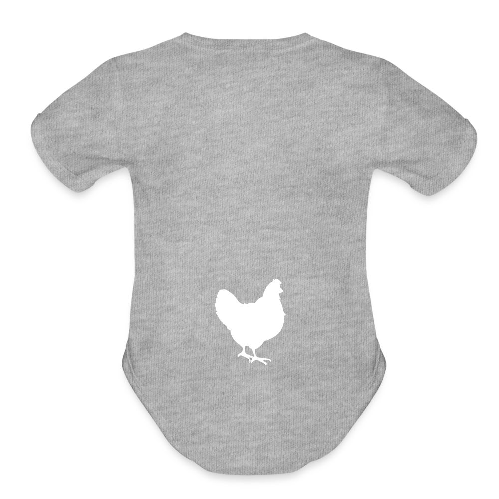 Guess What Chicken Butt Organic Short Sleeve Baby Bodysuit - heather grey