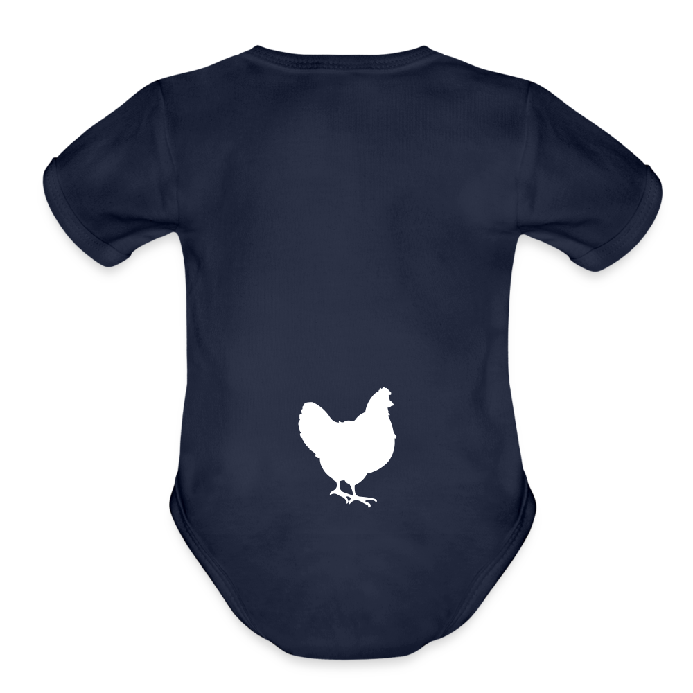 Guess What Chicken Butt Organic Short Sleeve Baby Bodysuit - dark navy