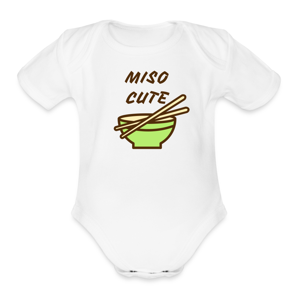 Miso Cute Organic Short Sleeve Baby Bodysuit - white