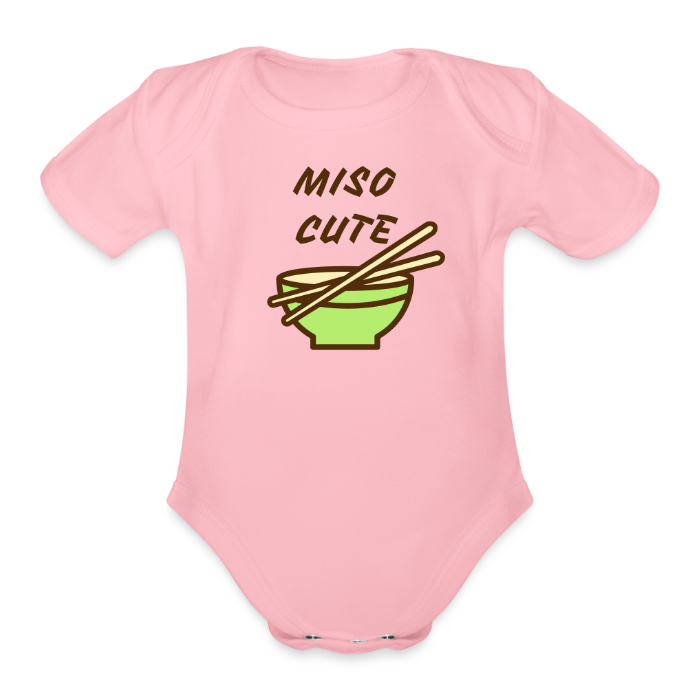 Miso Cute Organic Short Sleeve Baby Bodysuit - light pink
