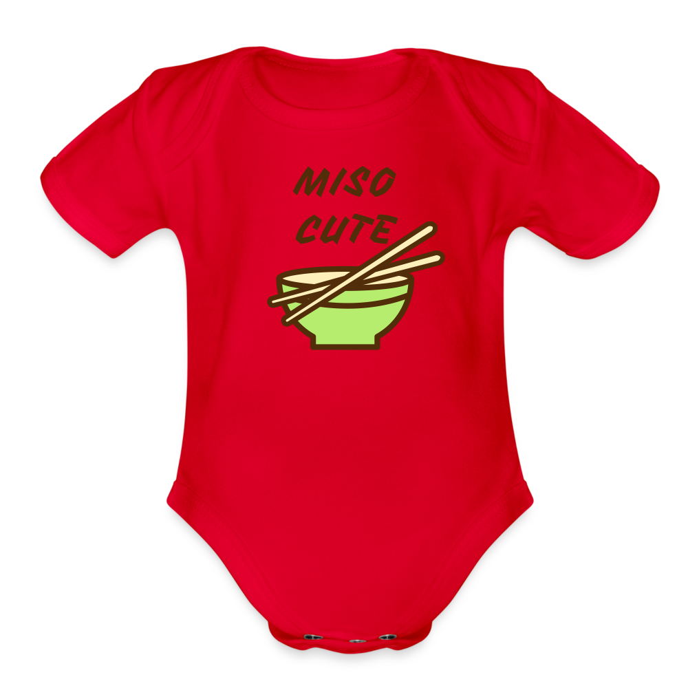 Miso Cute Organic Short Sleeve Baby Bodysuit - red