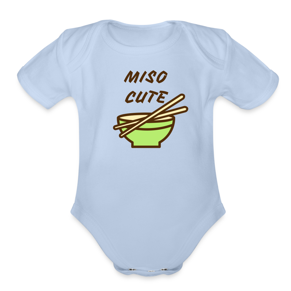 Miso Cute Organic Short Sleeve Baby Bodysuit - sky