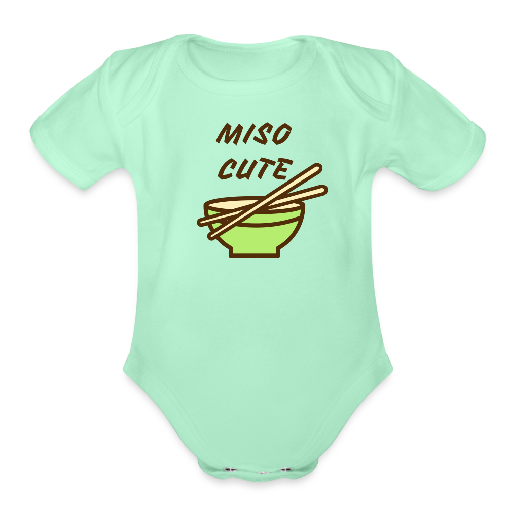 Miso Cute Organic Short Sleeve Baby Bodysuit - light mint