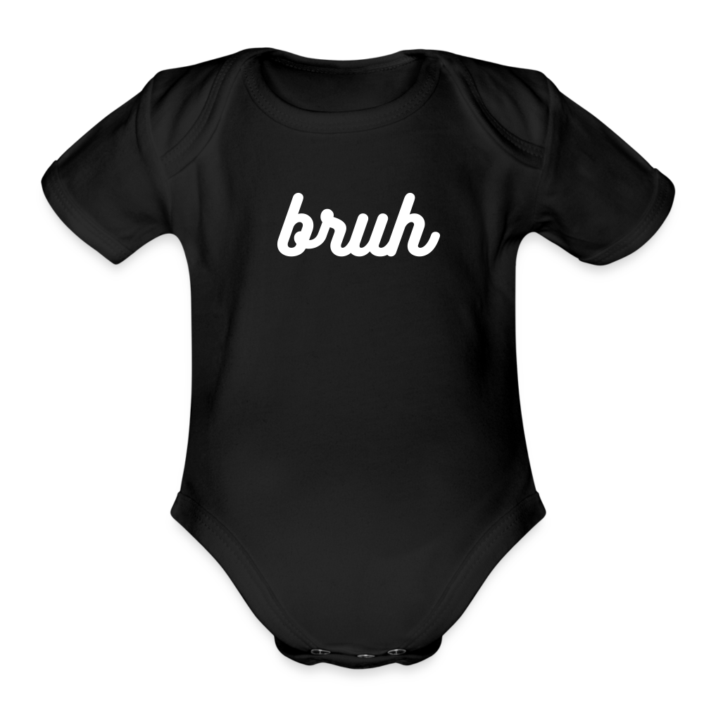 Bruh Organic Short Sleeve Baby Bodysuit - black