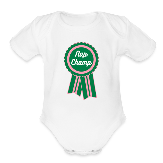 Nap Champ Organic Short Sleeve Baby Bodysuit - white