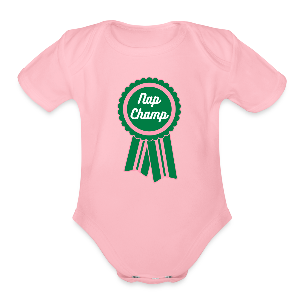Nap Champ Organic Short Sleeve Baby Bodysuit - light pink