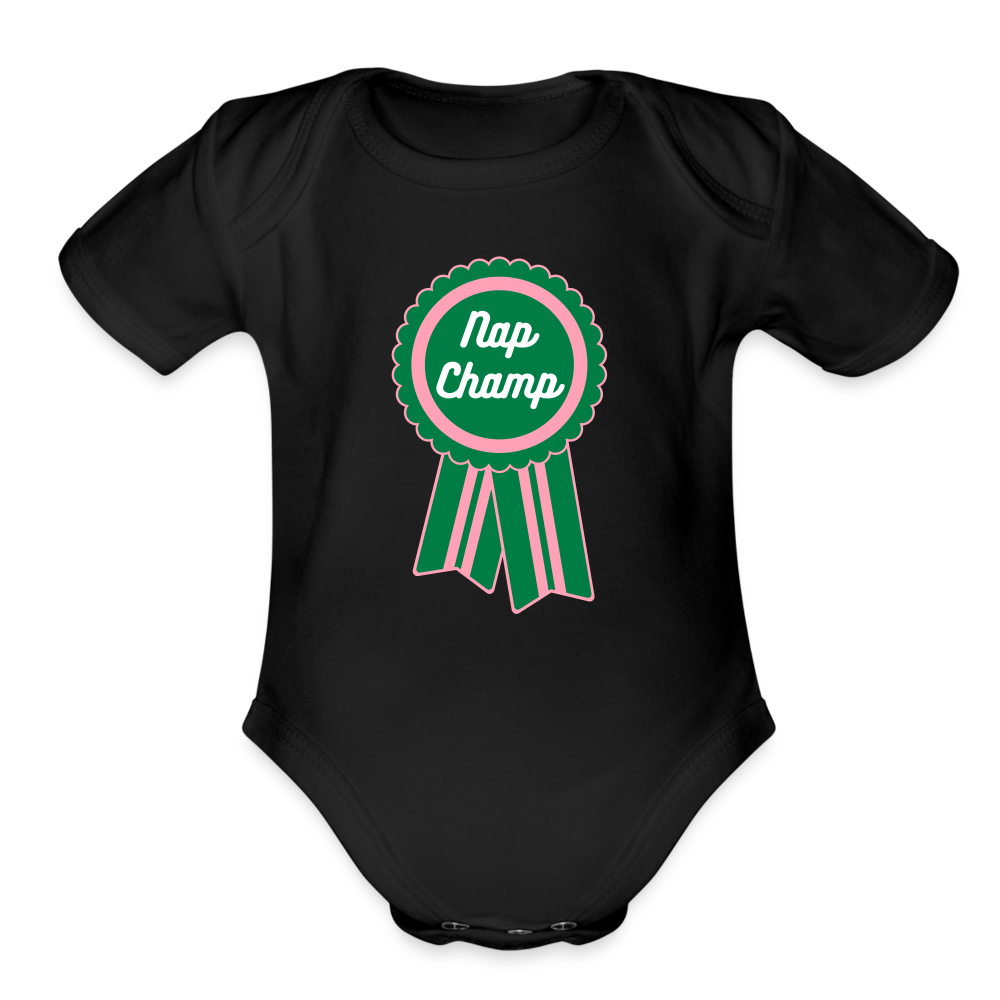 Nap Champ Organic Short Sleeve Baby Bodysuit - black