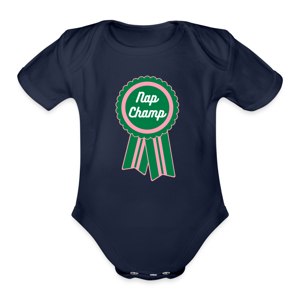 Nap Champ Organic Short Sleeve Baby Bodysuit - dark navy