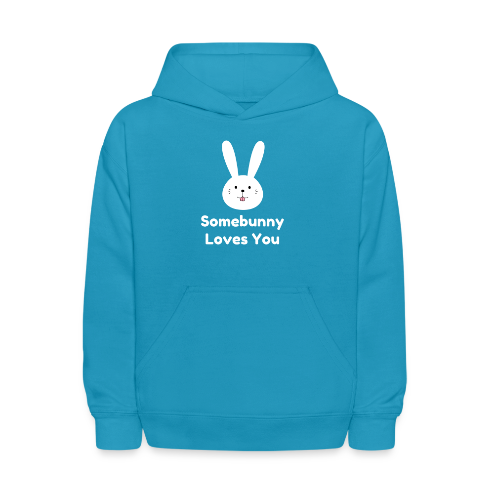 Somebunny Loves You Kids' Hoodie - turquoise