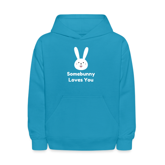 Somebunny Loves You Kids' Hoodie - turquoise