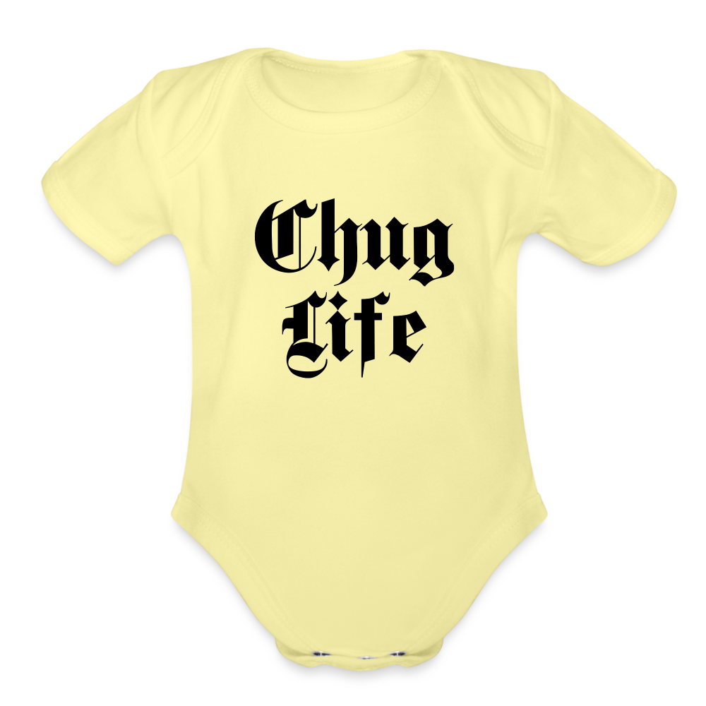Chug Life Organic Short Sleeve Baby Bodysuit - washed yellow