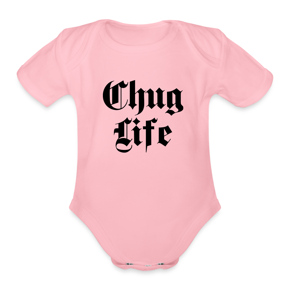 Chug Life Organic Short Sleeve Baby Bodysuit - light pink