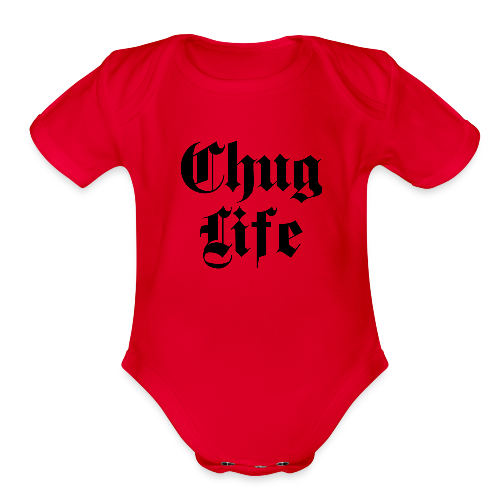 Chug Life Organic Short Sleeve Baby Bodysuit - red