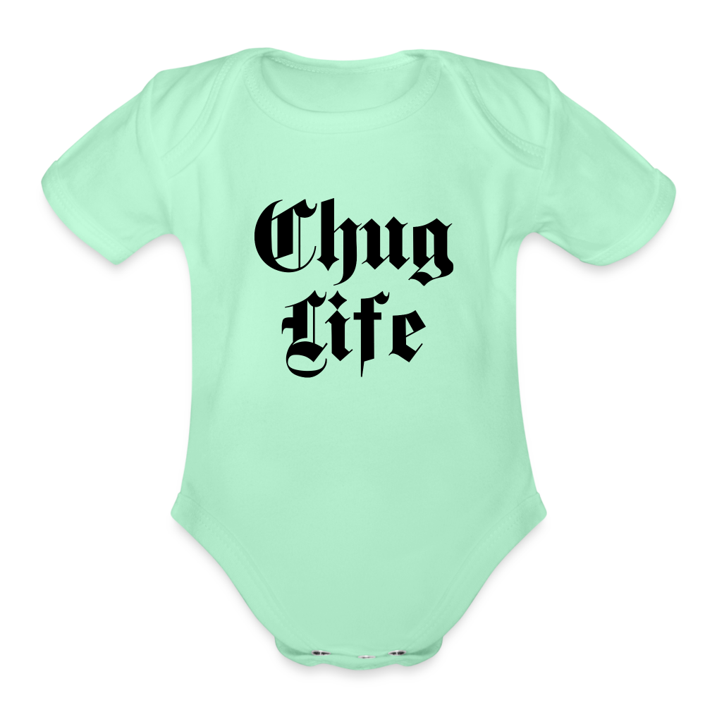 Chug Life Organic Short Sleeve Baby Bodysuit - light mint