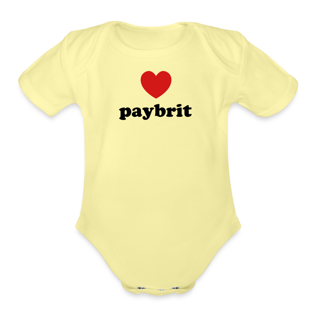 Paybrit (Favorite) Organic Short Sleeve Baby Bodysuit - washed yellow