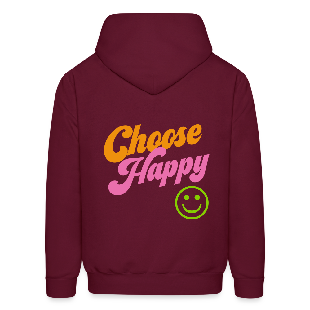 Choose Happy Men's Hoodie - burgundy