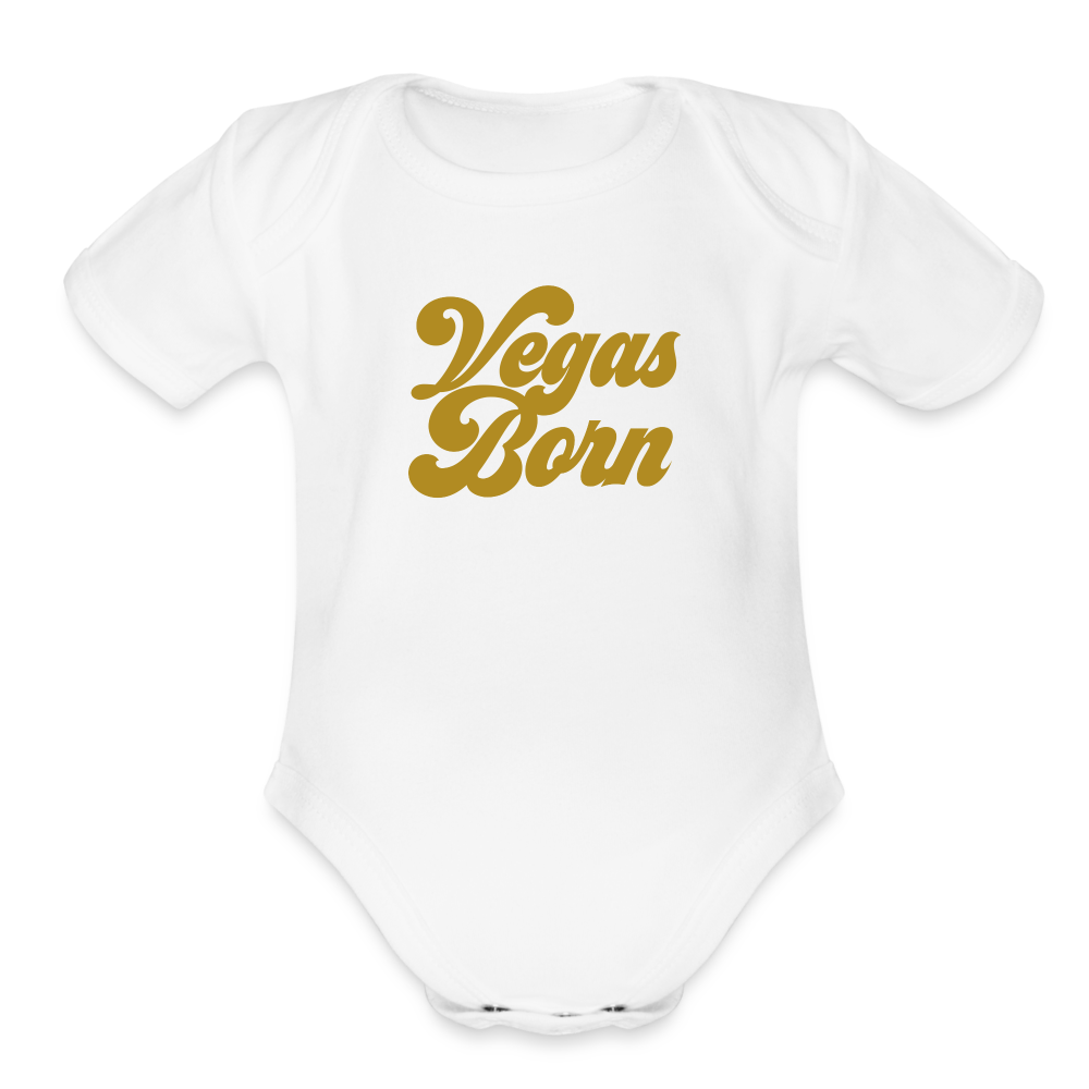 Vegas Born Organic Short Sleeve Baby Bodysuit - white